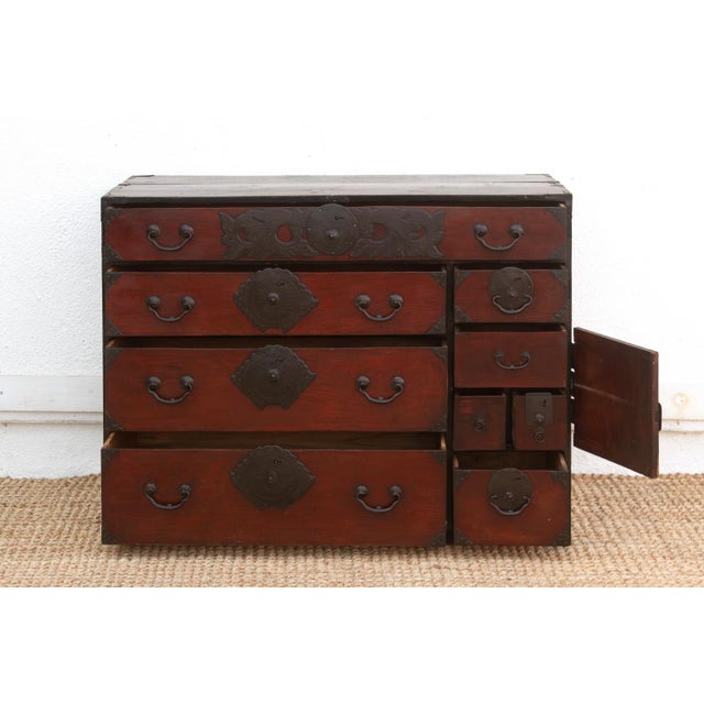Antique Japanese Metal-Bound Tansu Dresser For Sale - Image 4 of 8