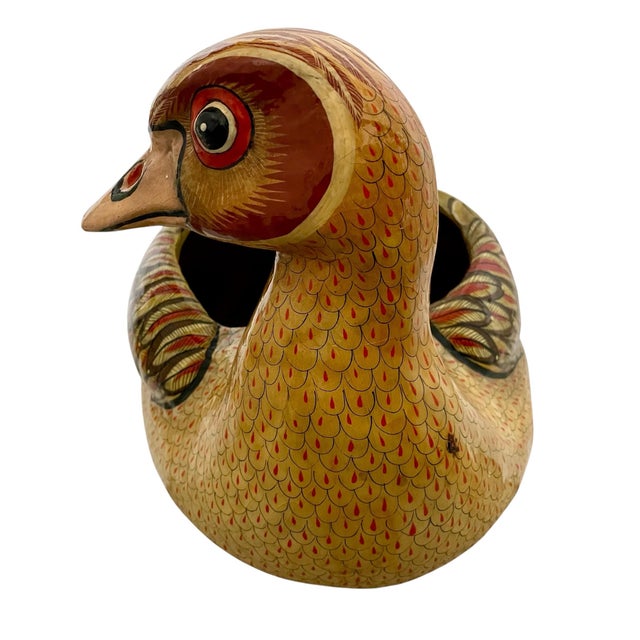 VTG Large Sermel Paper Mache Hand Painted Duck Planter Folk Art Tonala Mexico For Sale - Image 4 of 12