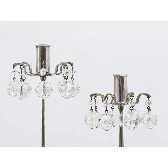 Silver Plated Candlestick with Faceted Crystals from Lobmeyr, Austria, 1950s For Sale - Image 6 of 11