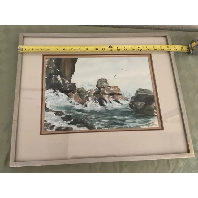 1970s Vintage Nancy Moore Mfa Original Coastal Seascape Watercolor Painting – Signed 1979 For Sale - Image 5 of 6