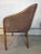 1980s tub chair in oak and suede leather by Ward Bennett for Brickel Associates. Maker's tag to underside. In very good...