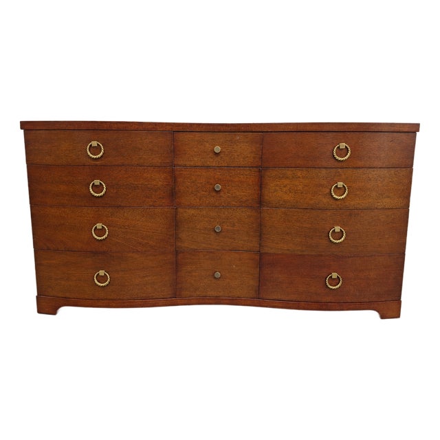 Vintage Bench Fine Furniture Solid Wood Mahogany 12 Drawer Serpentine Dresser/Chest For Sale