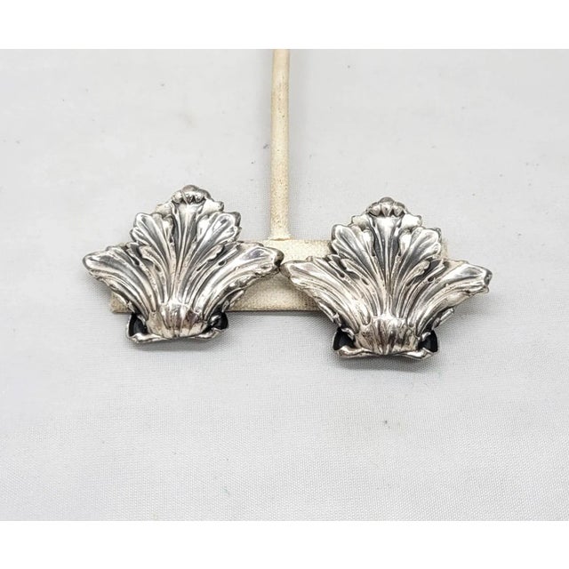 Metal Vintage 1968 Signed Napier Book Piece Silvertone Leaf Clip Earrings - 2 Pieces For Sale - Image 7 of 9