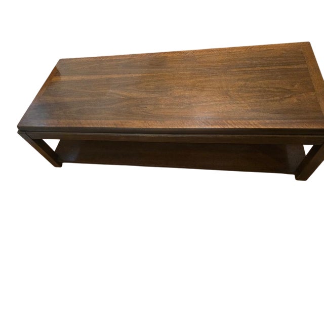 Lane Walnut Modern Coffee Table + End Tables Set, 1981 – Mid Century Revival Collection For Sale - Image 6 of 10