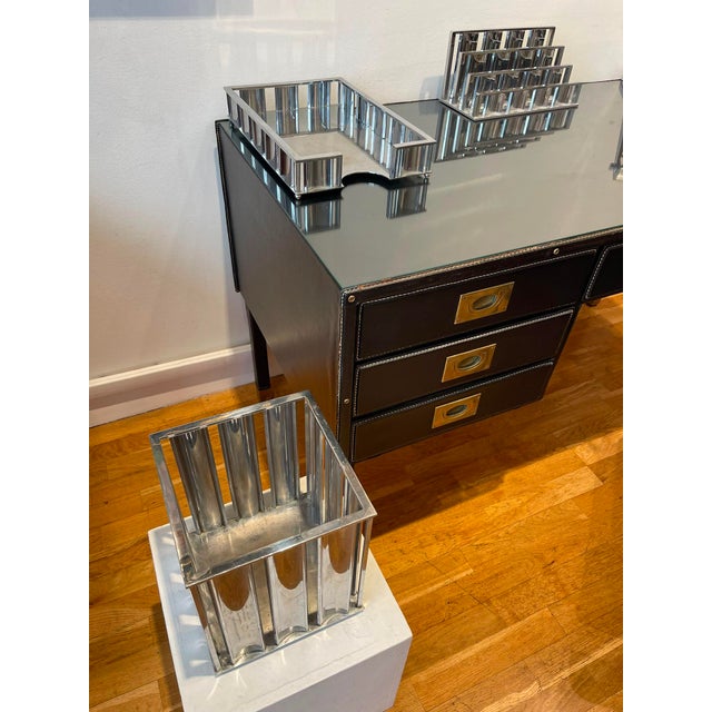 Modernist Chrome-Plated Metal Desk Set by Jacques Adnet, 1930, Set of 3 For Sale - Image 6 of 18