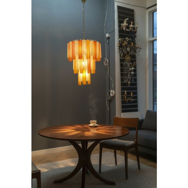 Large Murano Glass Tube Chandelier, 1980s For Sale - Image 4 of 11