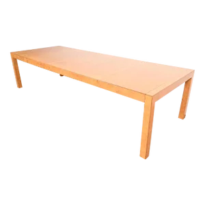 John Widdicomb Mid-Century Modern Burl Wood Parsons Extension Dining Table, Newly Refinished