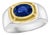 1 1/2 Ct Oval Natural Blue Sapphire Engagement Ring in 18 Karat Two-Tone Gold For Sale