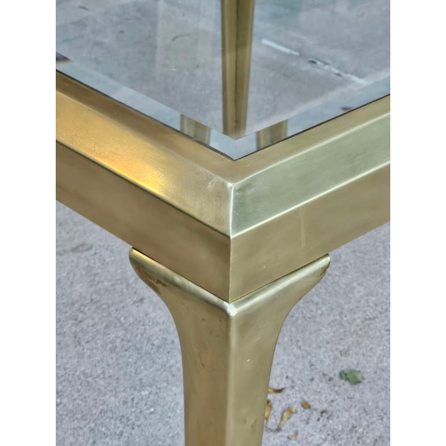 Brass Mastercraft Brass Hoofed Dining / Center Table With Glass Top | Hollywood Regency | 34" Square For Sale - Image 8 of 9
