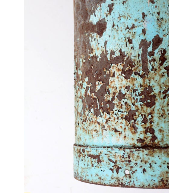 Antique Turquoise Painted Metal Milk Can For Sale - Image 18 of 18