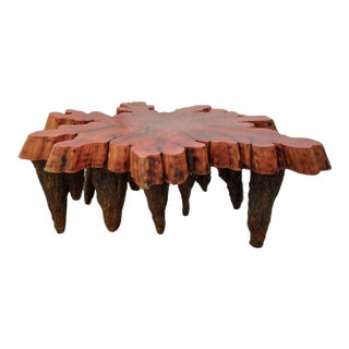 Cypress Wood Block and Stalactite Base Coffee Table For Sale