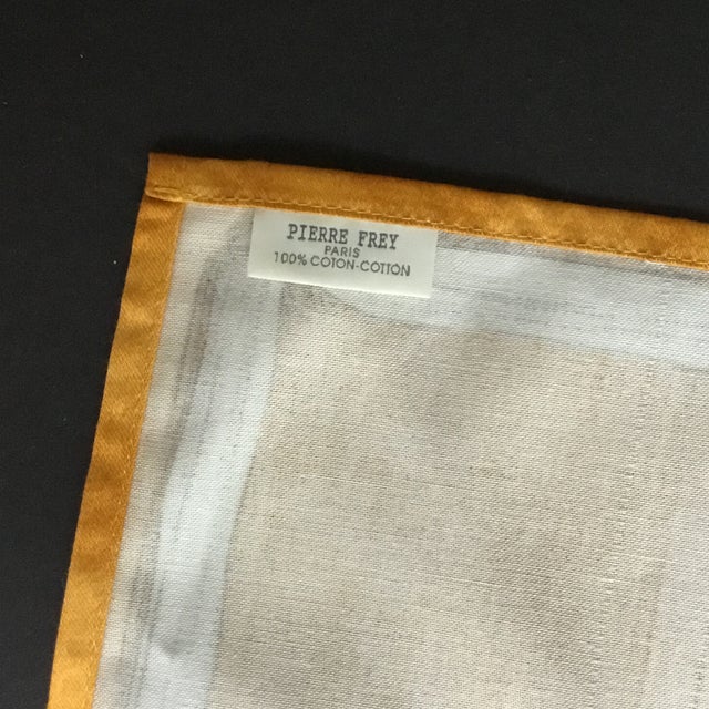 Late 20th Century Pierre Frey Golden Satin Lime Wash Cream Ribbon Cotton Napkins Paris- Set of 2 For Sale - Image 11 of 11