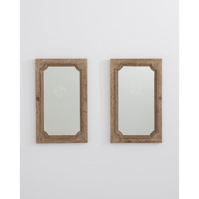 1900 - 1909 Circa 1900 French Pair of Oak Wall Mirrors For Sale - Image 5 of 11