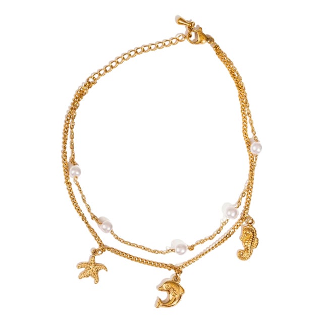 Ocean Dreams Gold Double Chain Anklet For Sale