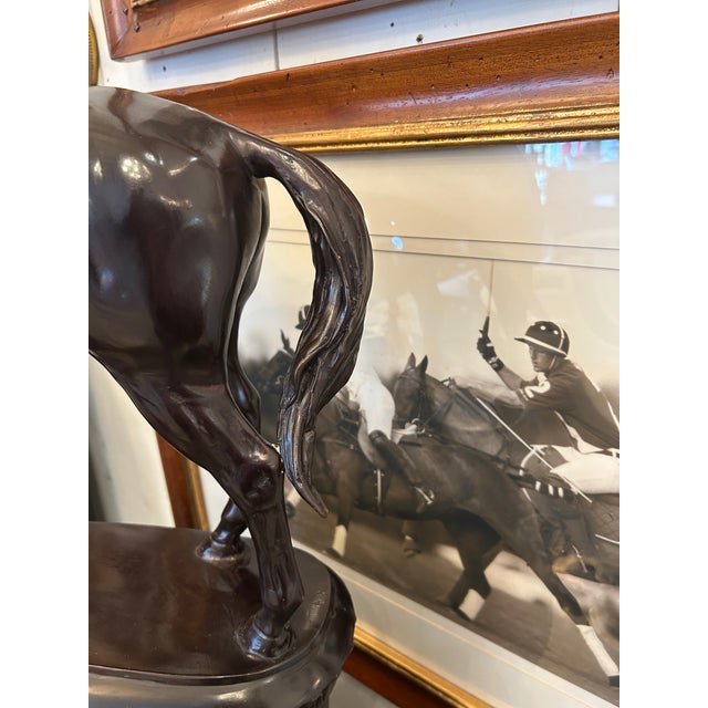 Traditional Large Bronze Vintage Equestrian Horse Sculpture For Sale - Image 3 of 7