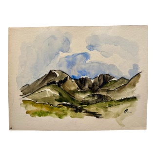 Henry Emil Salloch Original Watercolor on Paper Alpine Mountain Range, 1956. For Sale