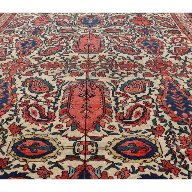 1900 - 1909 Antique Persian Fine Mission Malayer Rug in Ivory, Red, Blue, Brown 4'2"x6'1" For Sale - Image 5 of 10