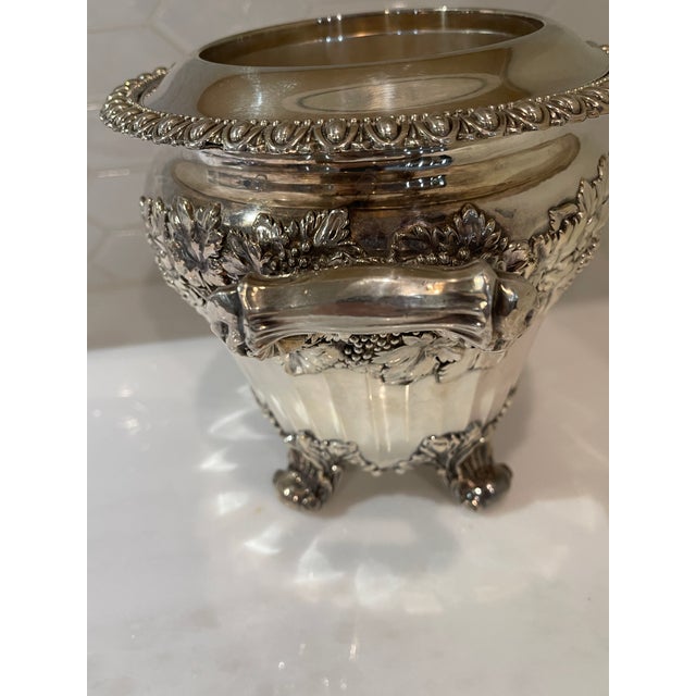 Antique Silverplated Sheffield Champagne Bucket With Two Handles and Elaborate Decoration For Sale - Image 10 of 10