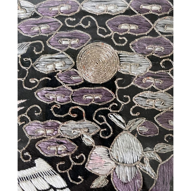 Pair of Framed Chinese Embroidered Ninth Rank Badges Qing Dynasty For Sale - Image 11 of 13