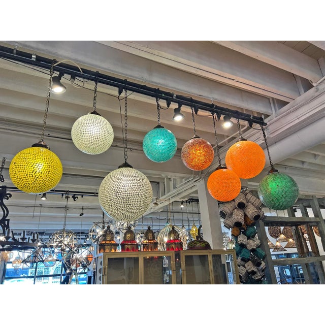 Orange Mosaic Globe Pendant Light, Small For Sale - Image 4 of 7