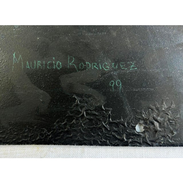 1990s Mauricio Rodriguez Urban Nightlights Street Scene Oil Painting, 1999 For Sale - Image 5 of 6