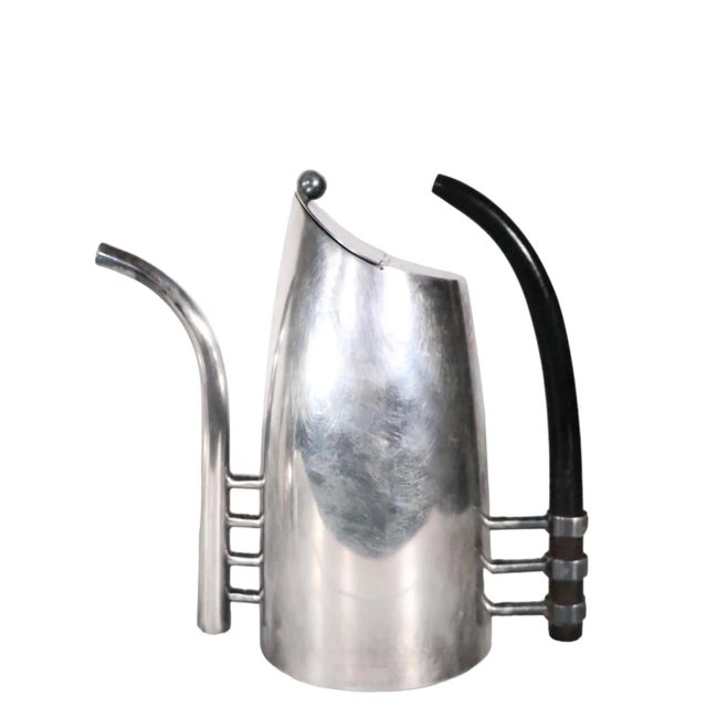 2 Pc. Postmodern Silver-Plate Coffee Tea Pot Set Made in Italy by Sabittini C 1980's For Sale In New York - Image 6 of 13