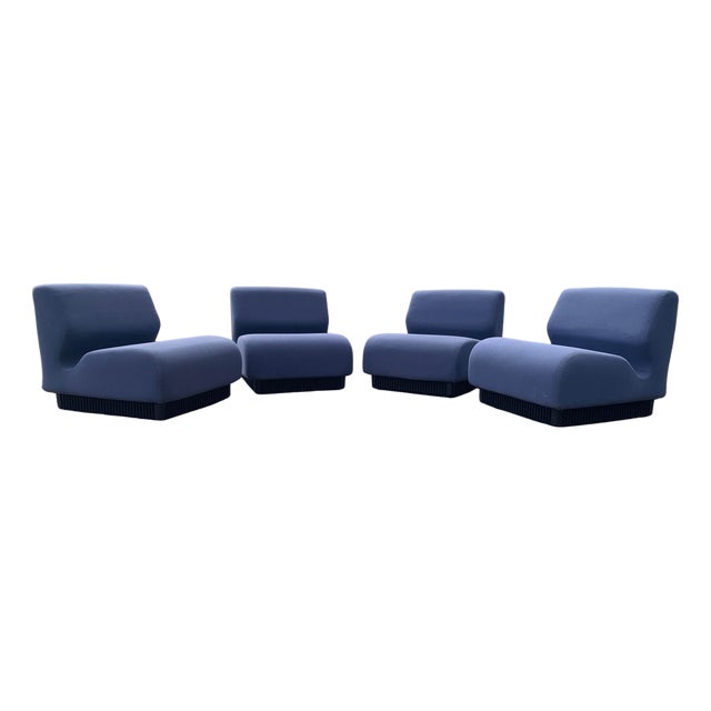 Modular Seating in Cornflower Blue Wool by Chadwick for Herman Miller, 1970s, Set of 4 For Sale