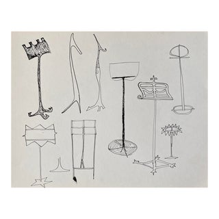 1980s Ron Yrabedra Music Stand Design Drawing For Sale