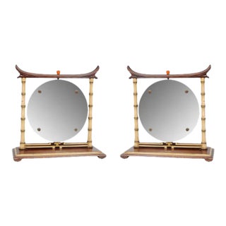James Mont Bamboo Design Vanity Mirrors - a Pair For Sale
