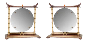 James Mont Bamboo Design Vanity Mirrors - a Pair