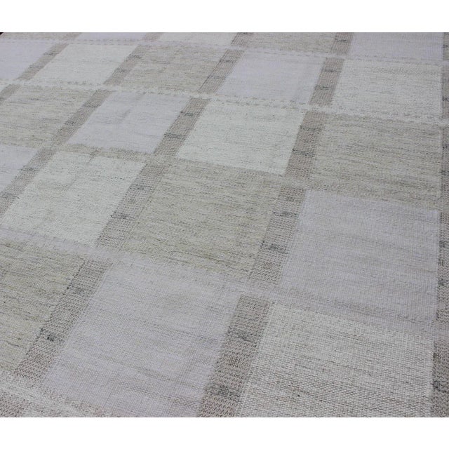 Gray and Ivory Scandinavian Flat-Weave Rug by Keivan Woven Arts 9' X 12' For Sale - Image 4 of 11