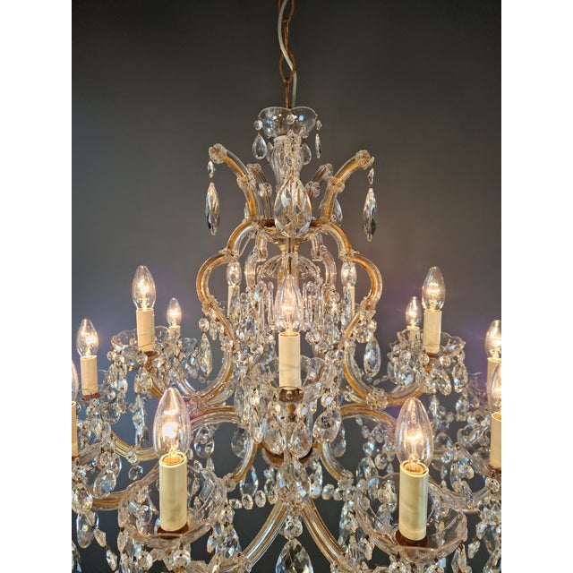 1920s Art Nouveau Maria Theresa Crystal Chandelier Lustre Brass Glass Antique For Sale - Image 9 of 9