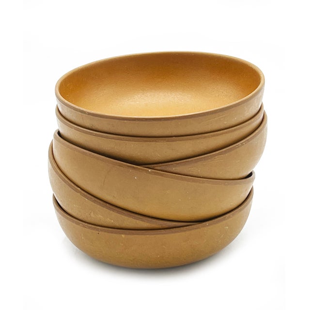 1950's Classic Ellingers Agatized Wooden Serving Bowl Set 6 Pieces