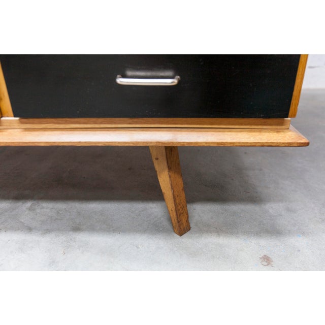 French Wardrobe with Compass Legs, Doors, Mirror and Drawer, 1960s For Sale - Image 15 of 18