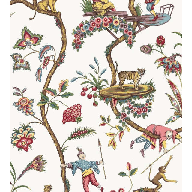 Sample - The House of Scalamandré Chinoise Exotique Wallcovering, White For Sale