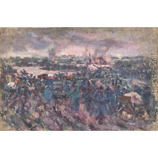 Rural Landscape Painting Original Art Ukrainian Artist Sokolovsky G. 1970s For Sale