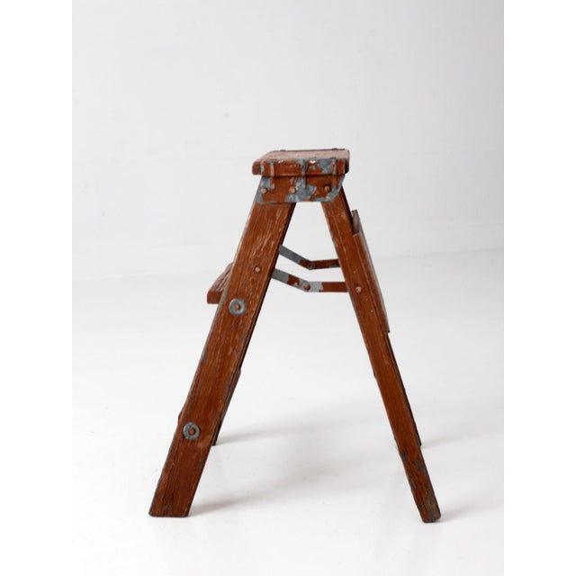 Antique Folding Wooden Step Ladder For Sale - Image 9 of 16