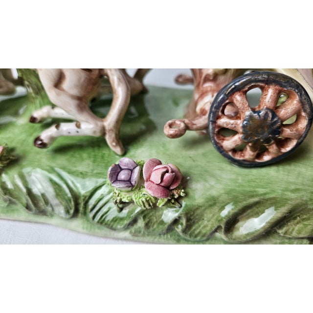 Vintage Italian Capodimonte Style Porcelain Cinderella Carriage With Four Horses For Sale - Image 11 of 13