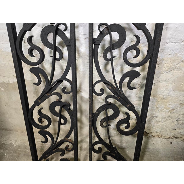 Vintage Art Deco Wrought Iron Gate Doors, 1920s, Set of 2 For Sale - Image 16 of 18
