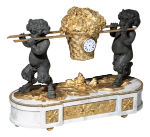 Mantel Clock with Small Satyrs, Early 19th Century