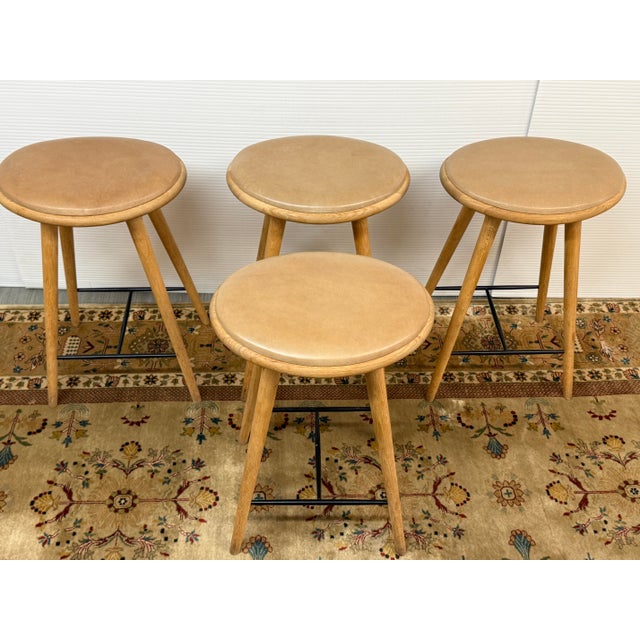 Space Copenhagen for Mater Soaped Oak Wood Counter Stools, Set of Four For Sale In San Francisco - Image 6 of 12