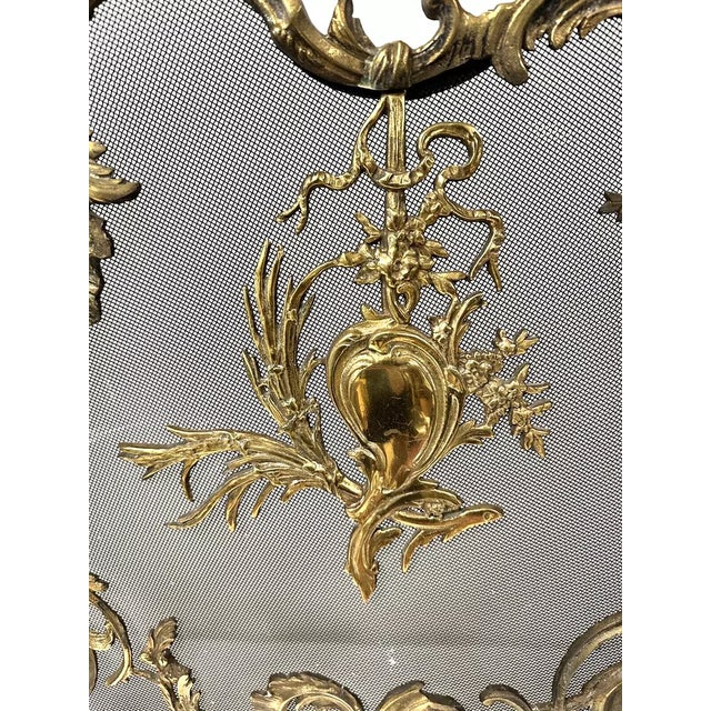 Victorian Vintage French Brass Free Standing Fireplace Screen Circa 1820 For Sale - Image 3 of 10