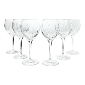 1990s Mikasa “Calla Lilly” Set of 6 Crystal Oversized Balloon Wine Glasses