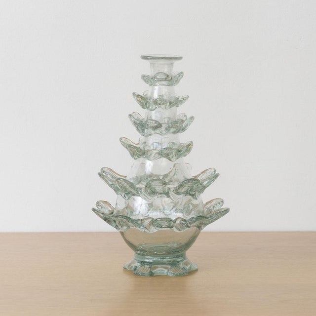 Spanish 1930s Spanish Scalloped Glass Bud Vase For Sale - Image 3 of 9