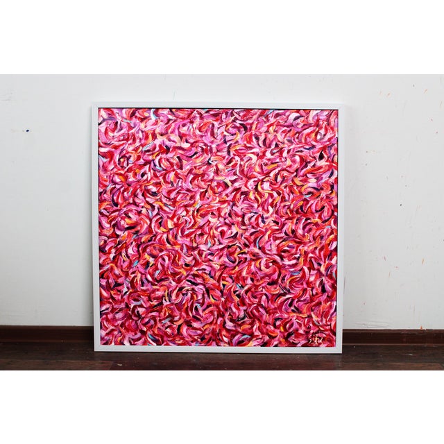 Pink Artist Andrei Sitsko "The Garden 11. Abstract Series" Modern Original Painting For Sale - Image 8 of 13