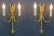 A pair of French Empire-style gilt bronze sconces. These beautiful wall lights are richly decorated with bronze details...