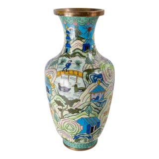 20th Century Chinese Republic Era Cloisonne Enamel Vase in Art Deco Style For Sale