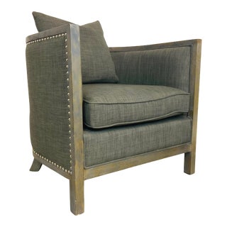Organic Modern Reclaimed Gray Wood Barrel Back Club Chair For Sale