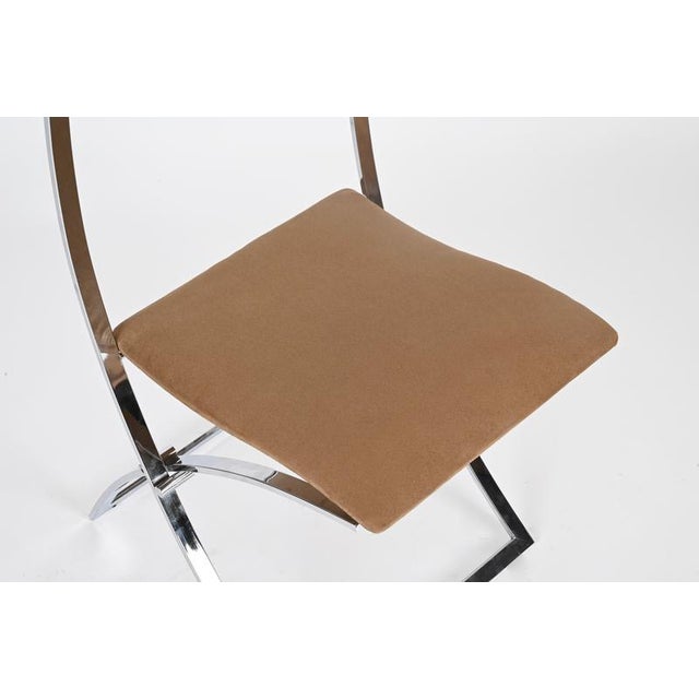 1970s Luisa Folding Chairs in Chrome and Suede attributed to Marcello Cuneo, Italy, 1970s, Set of 6 For Sale - Image 5 of 17
