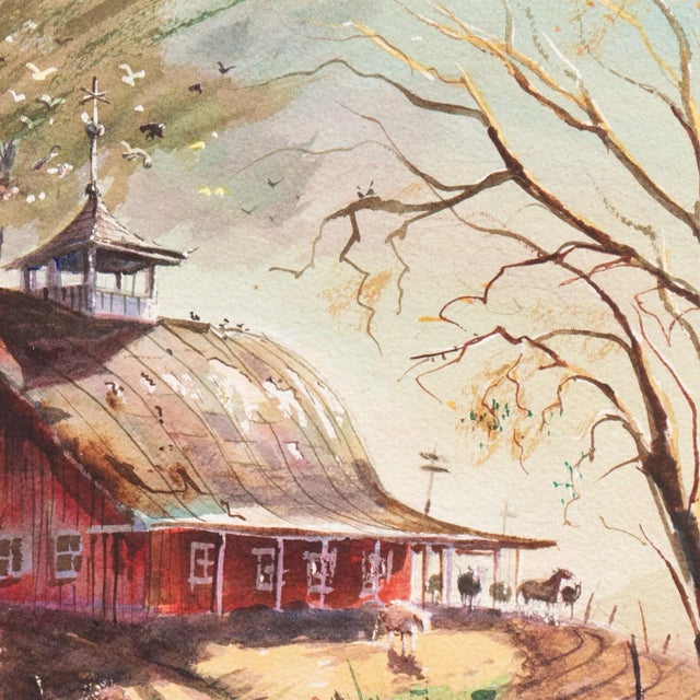 American 'Early Snow on a Dutch Barn Roof' by LaVere Hutchings For Sale - Image 3 of 10